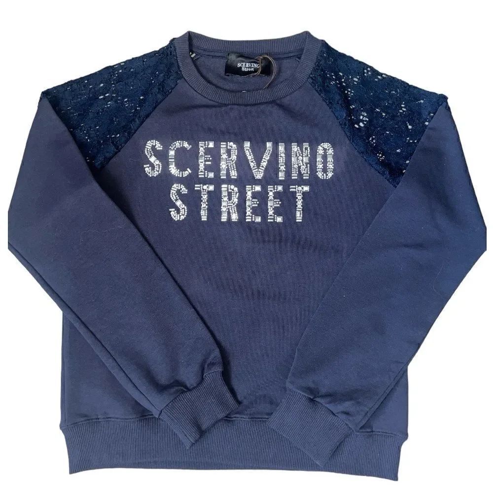 SCERVINO STREET Fall Winter Blue Sweater Crystal Name Brand Size S.